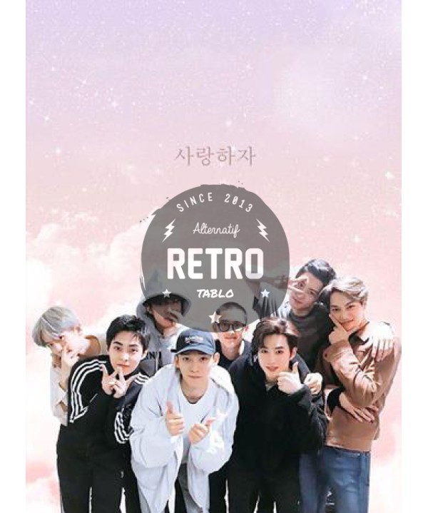 K-Pop Temalı Tablo 28 - Ahşap Retro Tablo